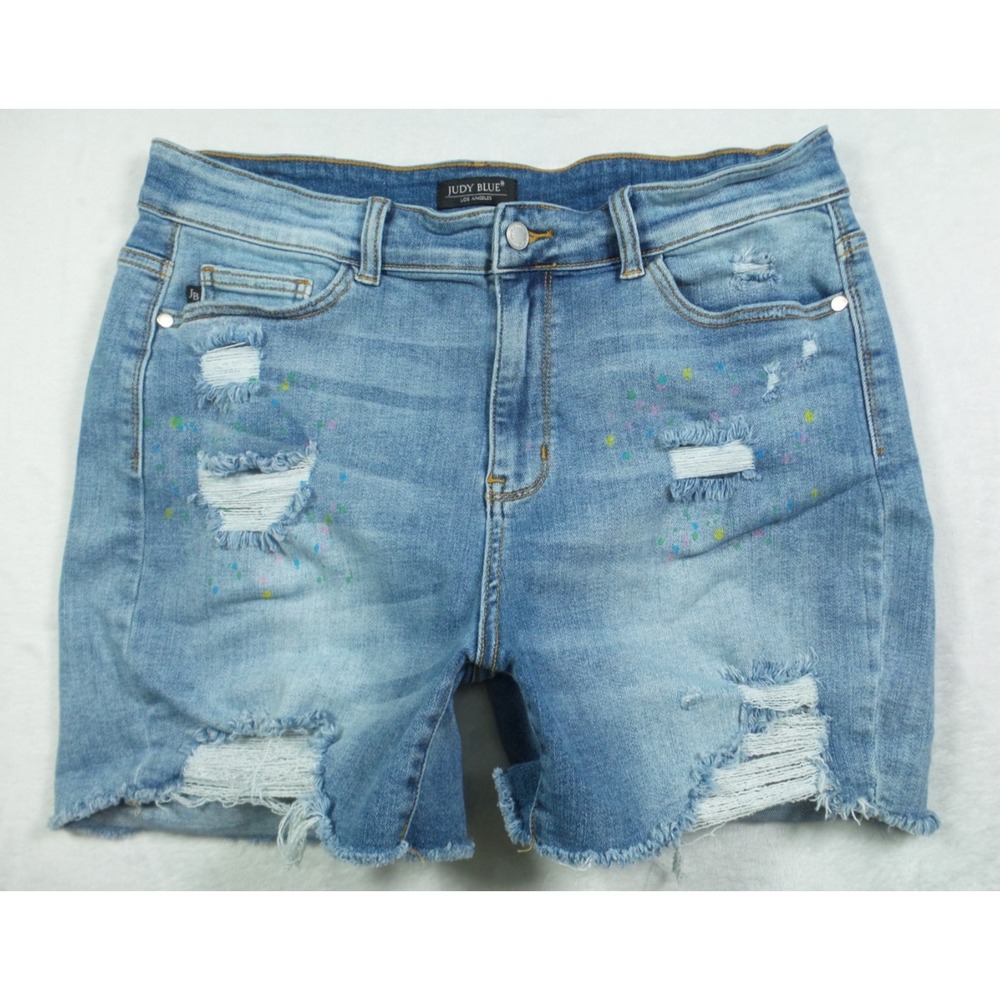 Judy Blue Jean Shorts Womens Size 2XL Blue Denim Cut-Off Hight Rise Stretch